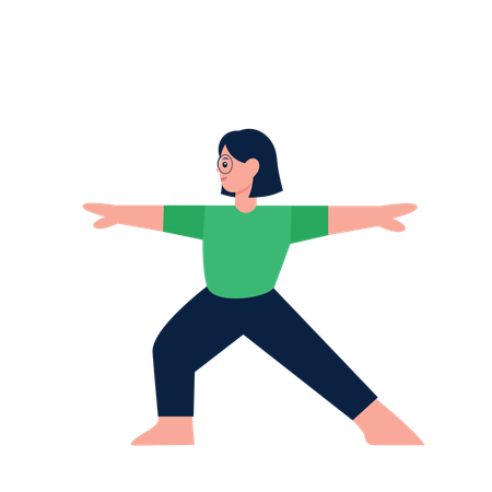 Femme faisant la pose de yoga guerrier  Illustration