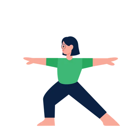 Femme faisant la pose de yoga guerrier  Illustration