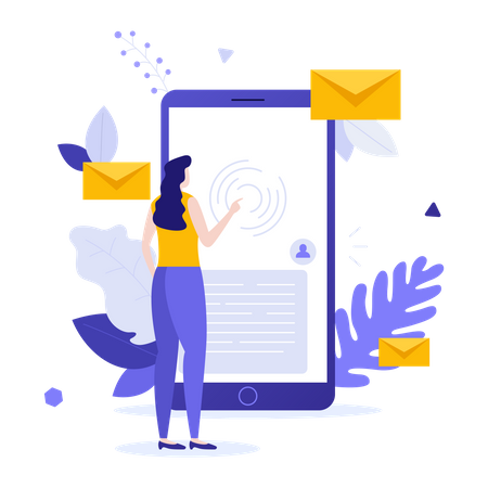 Femme faisant la promotion des médias sociaux  Illustration