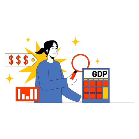 Une femme calcule le PIB  Illustration