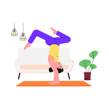 Femme faisant le poirier asanas  Illustration