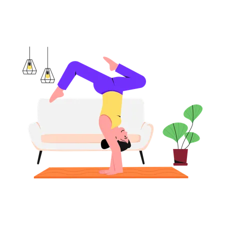 Femme faisant le poirier asanas  Illustration