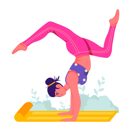 Femme faisant le poirier asanas  Illustration