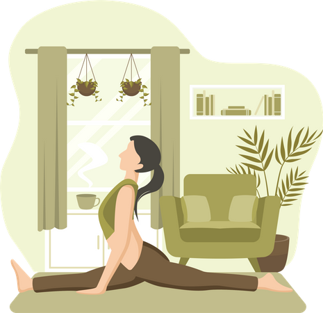 Femme faisant de la méditation à la maison  Illustration