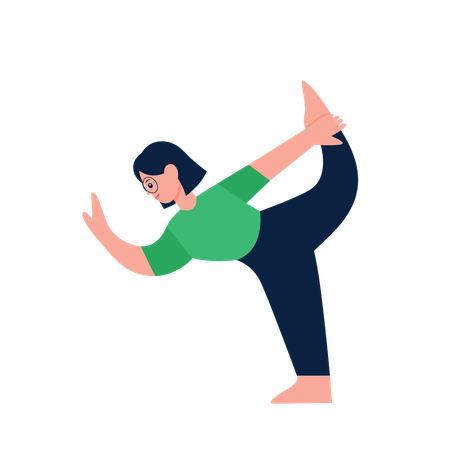 Femme faisant la posture de yoga Natarajasana  Illustration