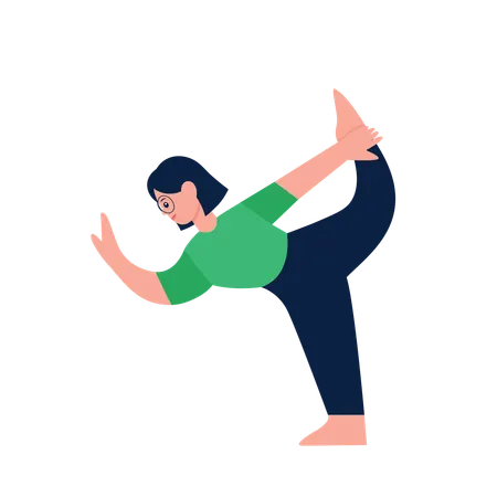 Femme faisant la posture de yoga Natarajasana  Illustration