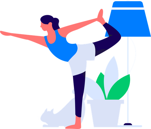 Femme faisant natrajasana à la maison  Illustration