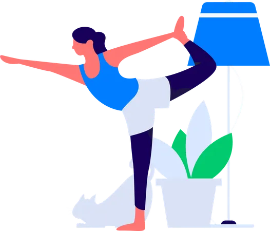 Femme faisant natrajasana à la maison  Illustration