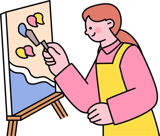 Femme faisant de la peinture  Illustration