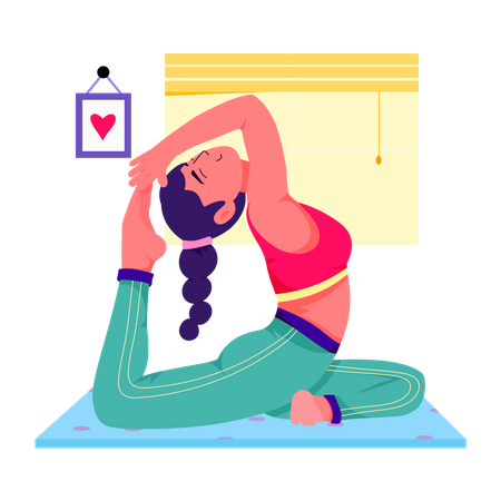 Femme faisant du yoga roi  Illustration