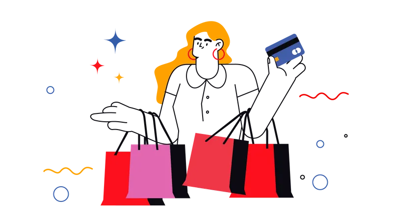 Femme faisant du shopping  Illustration