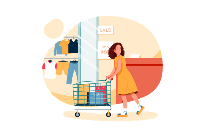 Femme faisant du shopping  Illustration