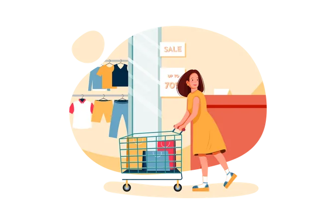 Femme faisant du shopping  Illustration