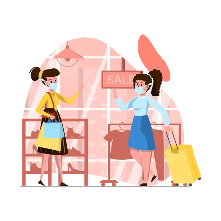 Femme faisant du shopping  Illustration