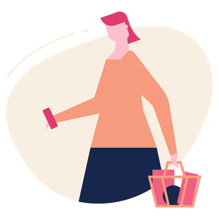 Femme faisant du shopping  Illustration