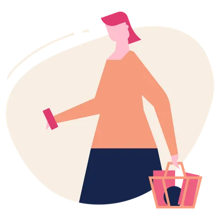 Femme faisant du shopping  Illustration