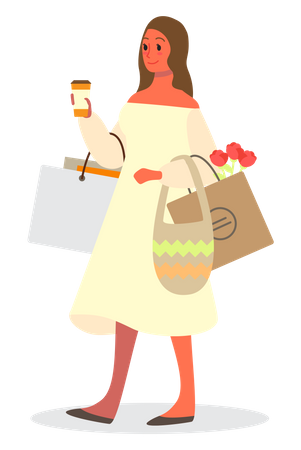 Femme faisant du shopping  Illustration