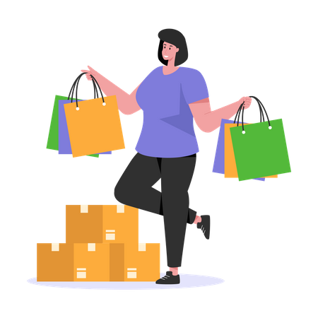 Femme faisant du shopping  Illustration