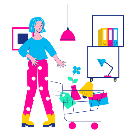 Femme faisant du shopping  Illustration