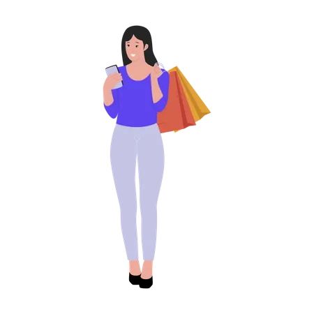 Femme faisant du shopping  Illustration