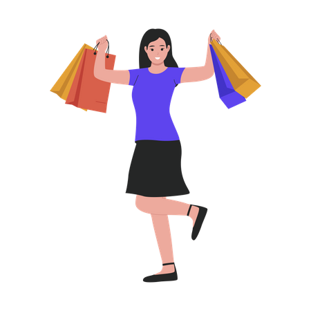 Femme faisant du shopping  Illustration