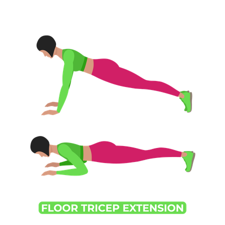 Femme faisant l'extension du triceps au sol  Illustration