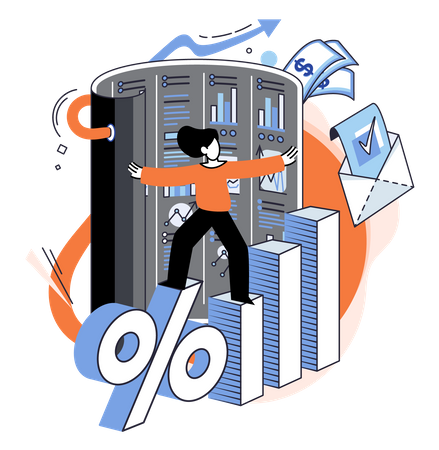 Femme faisant un audit financier  Illustration