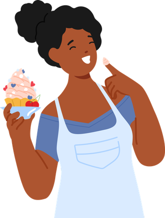 Femme préparant un dessert maison  Illustration