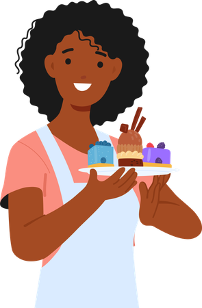 Femme préparant un dessert maison  Illustration