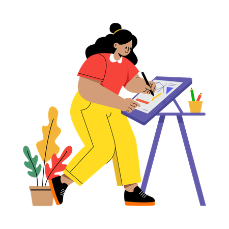 Femme faisant des croquis  Illustration