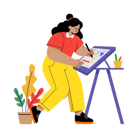 Femme faisant des croquis  Illustration
