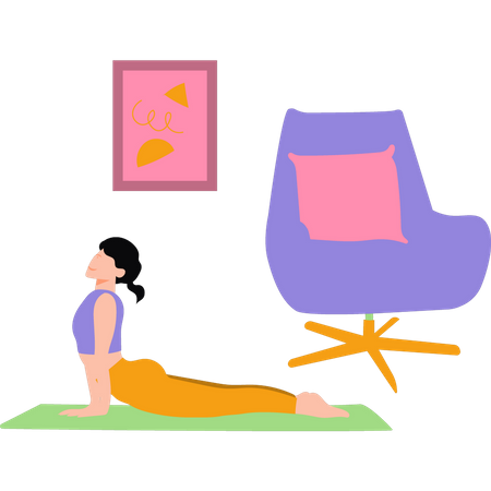 Femme faisant de l'exercice à la maison  Illustration