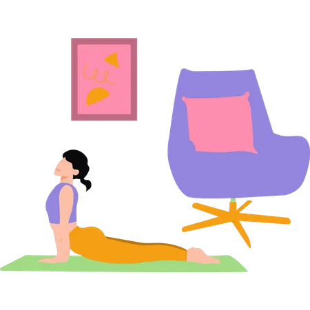 Femme faisant de l'exercice à la maison  Illustration