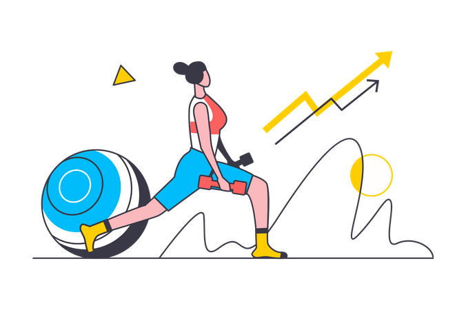 Femme faisant des exercices de jambe avec haltère  Illustration