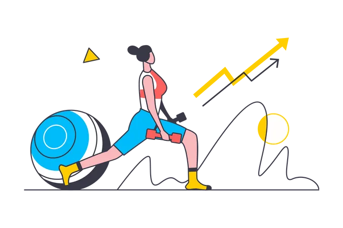 Femme faisant des exercices de jambe avec haltère  Illustration