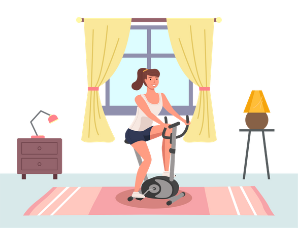Femme faisant de l'exercice à vélo  Illustration