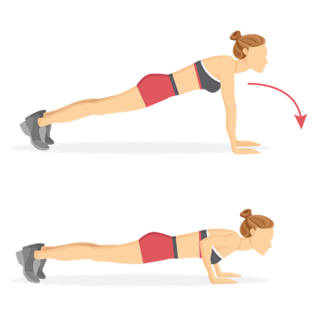 Femme faisant des exercices de plongée vers le bas  Illustration