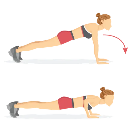 Femme faisant des exercices de plongée vers le bas  Illustration