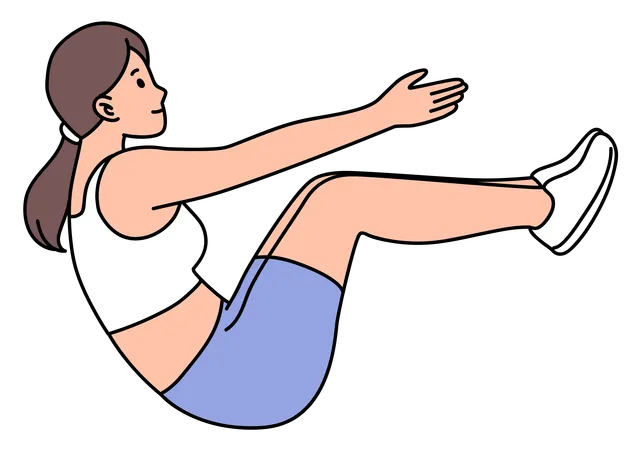 Femme faisant l'exercice de torsion russe  Illustration