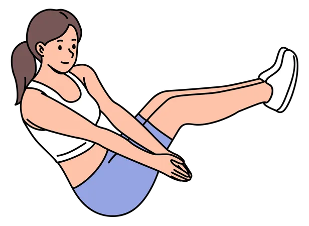 Femme faisant l'exercice de torsion russe  Illustration