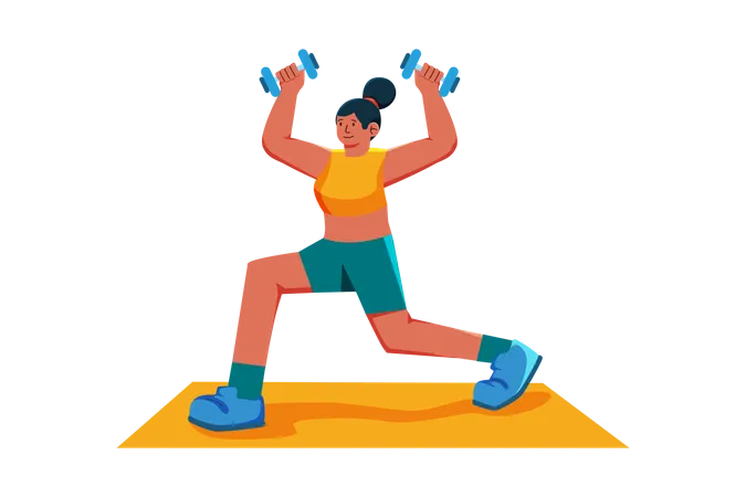 Femme faisant des exercices d'haltères  Illustration