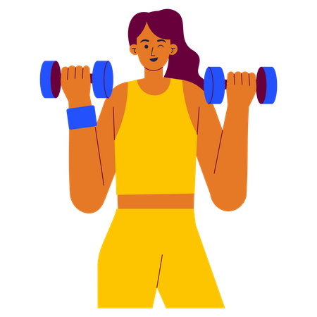 Femme faisant des exercices d'haltères  Illustration