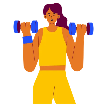 Femme faisant des exercices d'haltères  Illustration