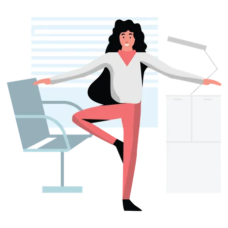 Femme faisant de l'exercice physique au travail  Illustration