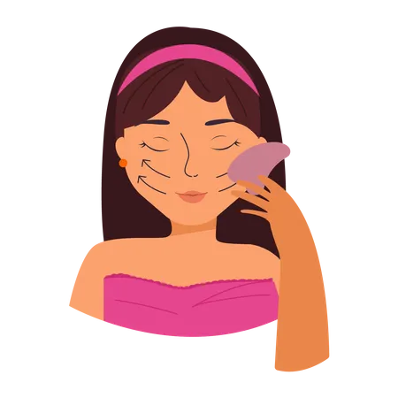 Femme faisant un massage du visage  Illustration