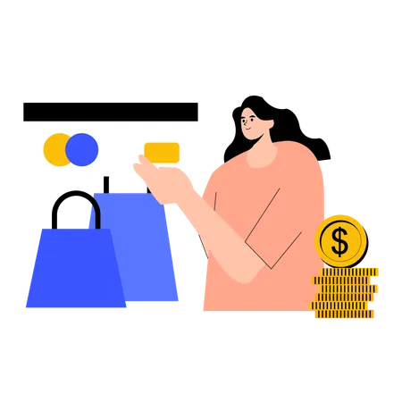 Femme effectuant un paiement par carte  Illustration