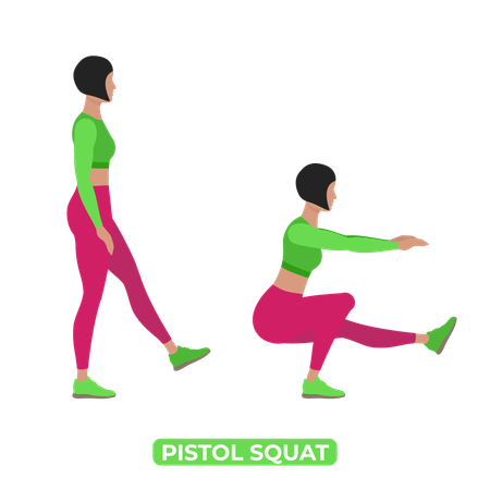 Femme faisant un squat au pistolet  Illustration