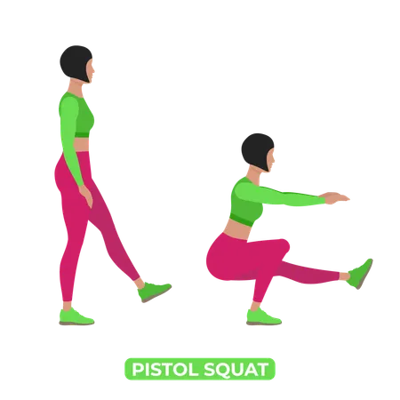 Femme faisant un squat au pistolet  Illustration