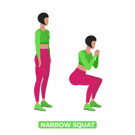 Femme faisant des squats étroits  Illustration