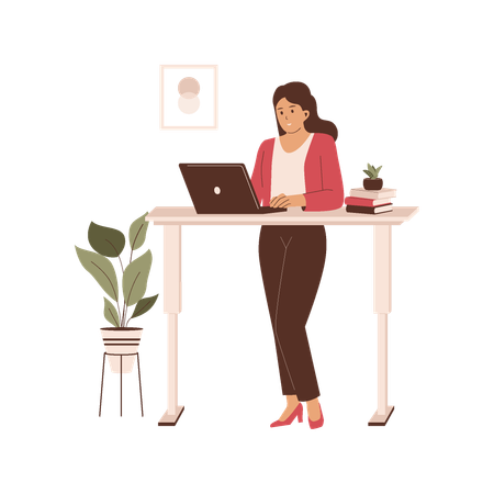 Femme faisant du travail à distance  Illustration